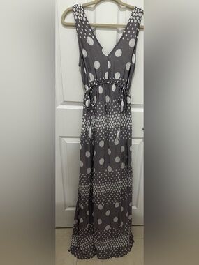 LOFT Beach Grey Polka Dot Dress